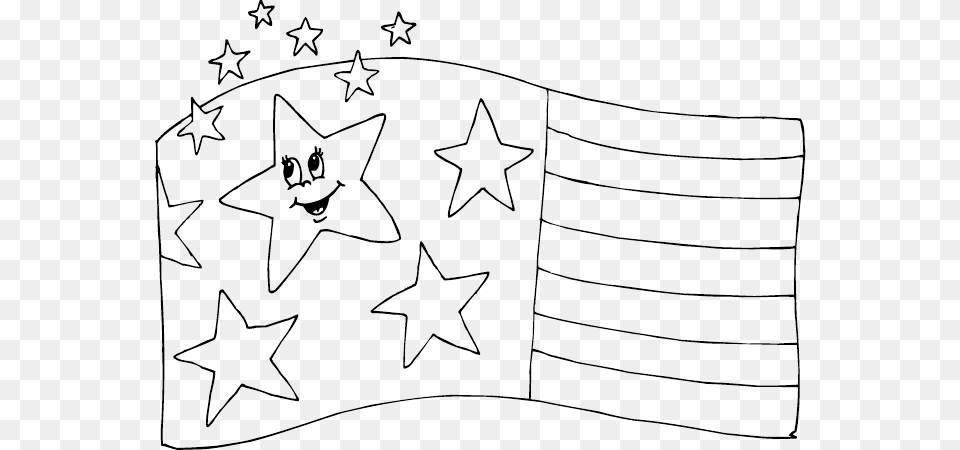 Usa Flag With Smiling Star Line Art, Cushion, Home Decor, Symbol, Star Symbol Free Png Download