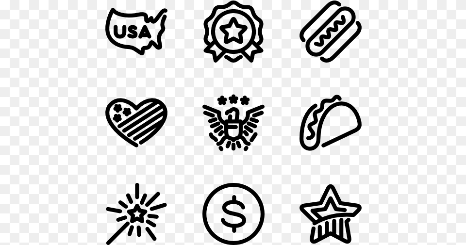 Usa Independence Hand Drawn People Icon, Gray Png