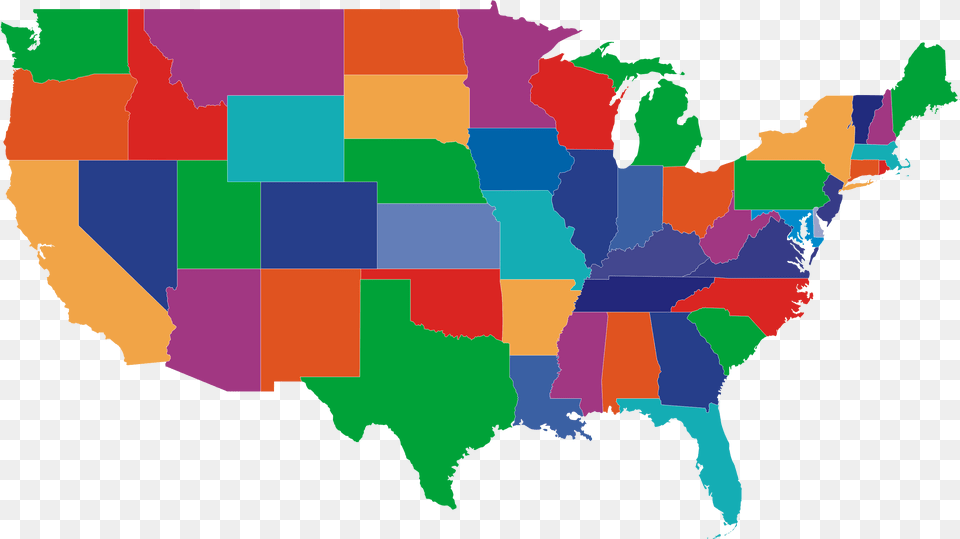 Usa Map Colorful Blank Us Map, Chart, Plot, Person, Art Png