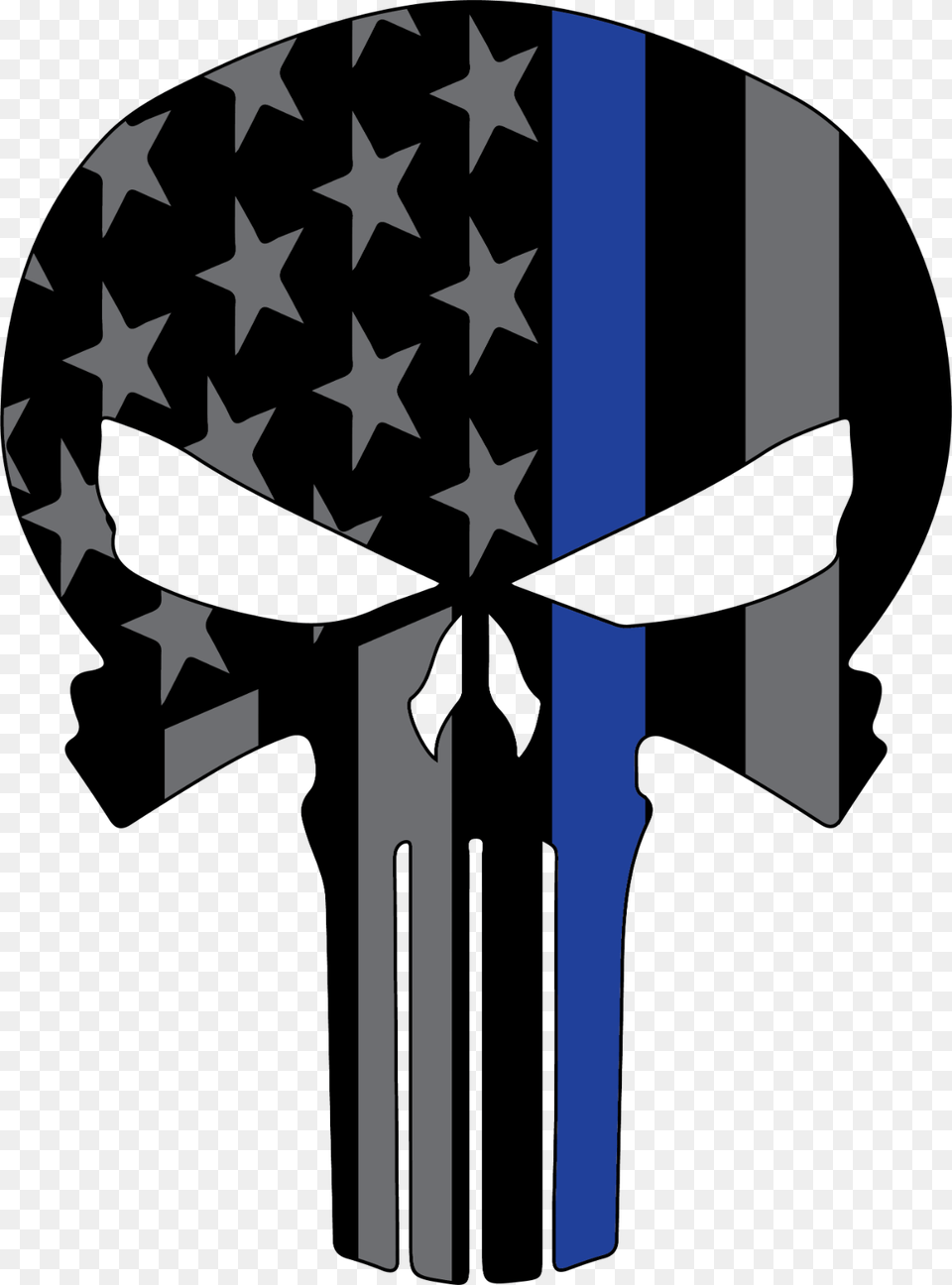 Usa Map Thin Blue Line Decal Set Blue Line Punisher Skull, Cross, Symbol Png Image