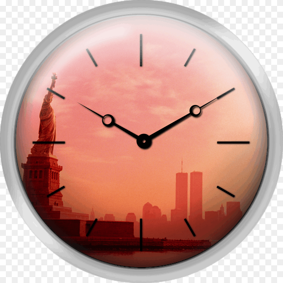 Usa New York City Statue Of Liberty City Skyline Toned Sunset Clocks, Clock, Person, Analog Clock Free Png