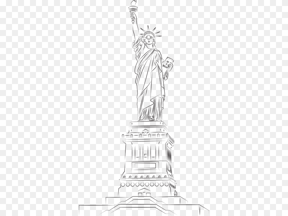 Usa New York Statue Of Liberty Architecture Sketsa Gambar Patung Liberty, Art, Sculpture Free Png Download