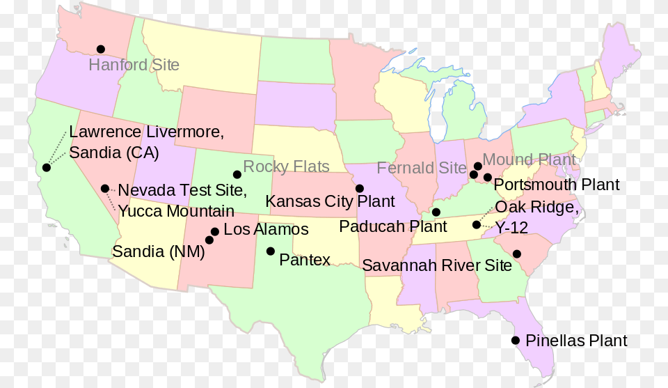Usa Nuclear Sites Nuclear Targets In The Usa, Atlas, Chart, Diagram, Map Free Transparent Png