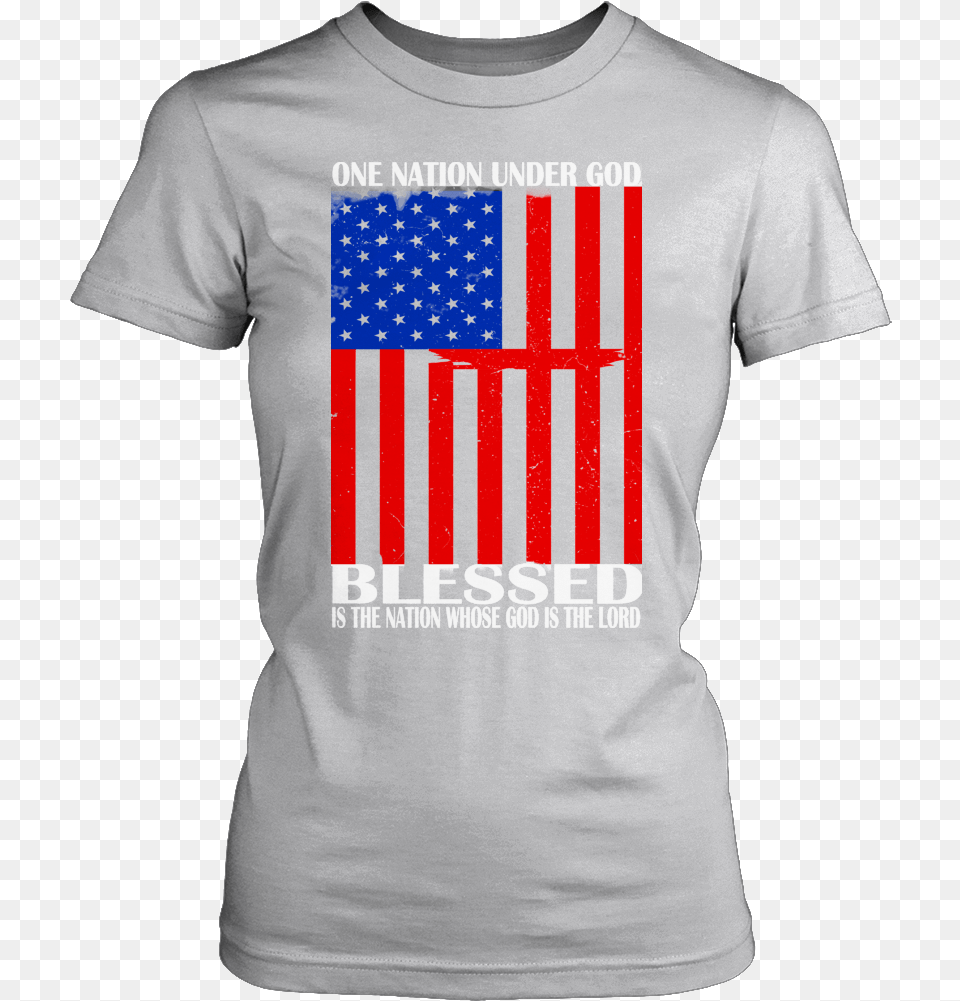 Usa One Nation Ladies Tee Jf Us Bae District Made Womens Shirt Pink L, Clothing, T-shirt, American Flag, Flag Png Image