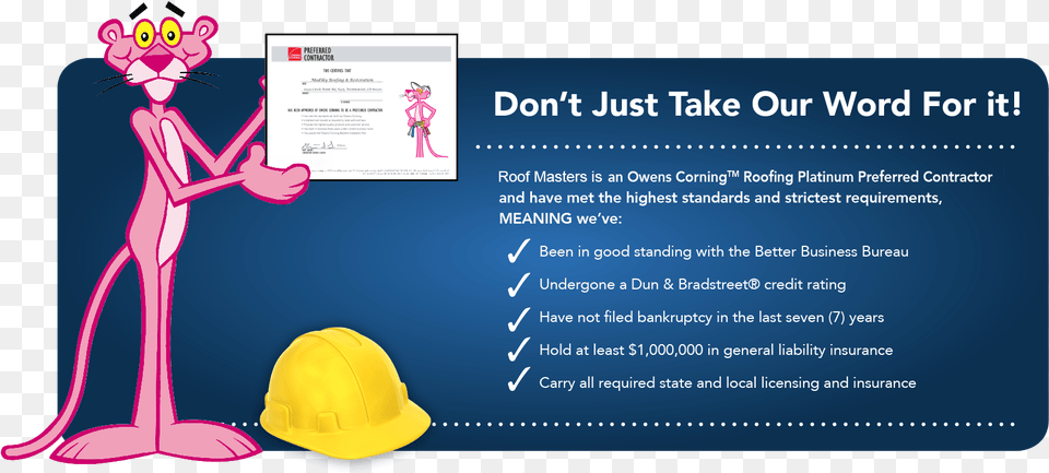 Usa Roof Masters Of Pa Owens Corning, Clothing, Hardhat, Helmet, Advertisement Free Png