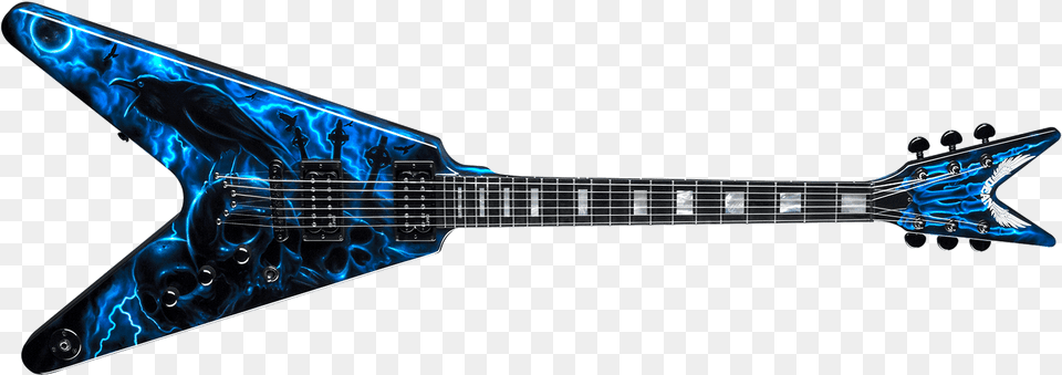 Usa V Custom Airbrush Blue Black And Red Electric Guitar, Musical Instrument, Electric Guitar Free Png Download