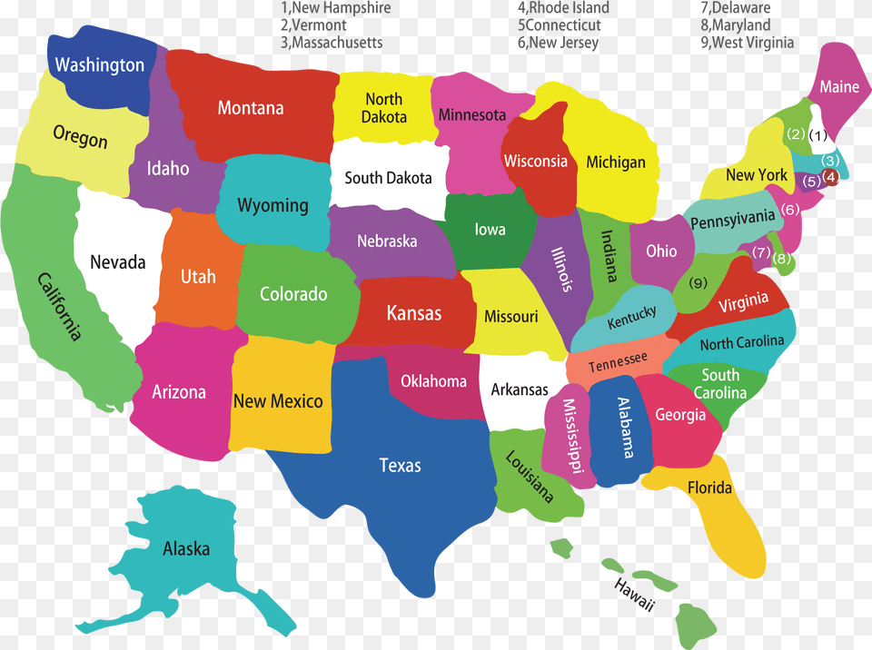 Usa Vector 2 And New 50 States Map Us Map, Chart, Plot, Atlas, Diagram Png