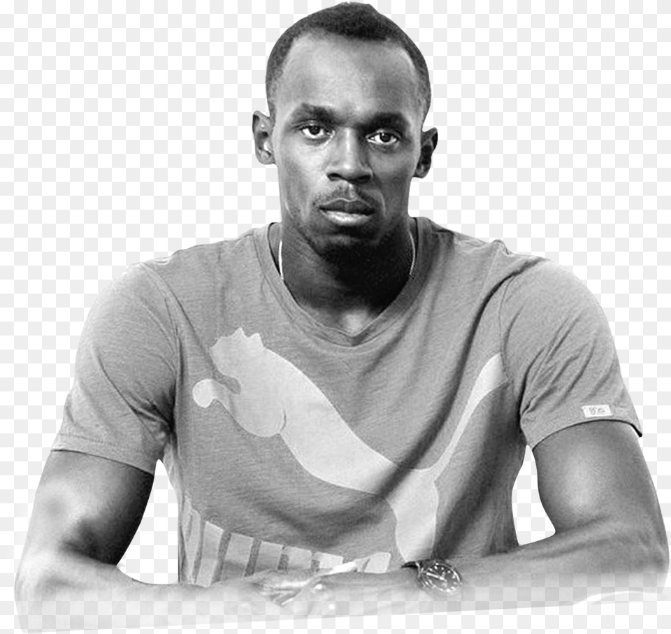 Usain Bolt Monochrome, Adult, Portrait, Photography, Person Free Transparent Png