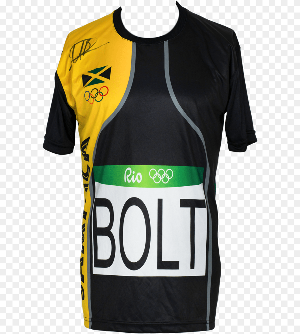 Usain Bolt Signed Custom Olympic Track Jersey Beckett Hologram Active Shirt, Clothing, Adult, Male, Man Png