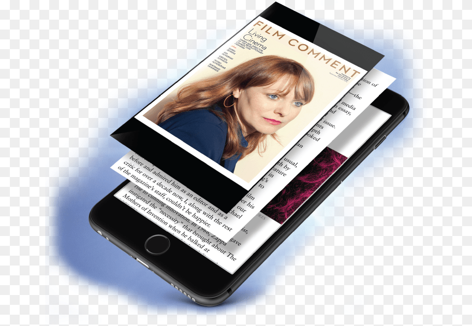 Use Our New App To Read Film Comment With Your Smartphone Mobile Phone, Mobile Phone, Electronics, Person, Adult Png Image