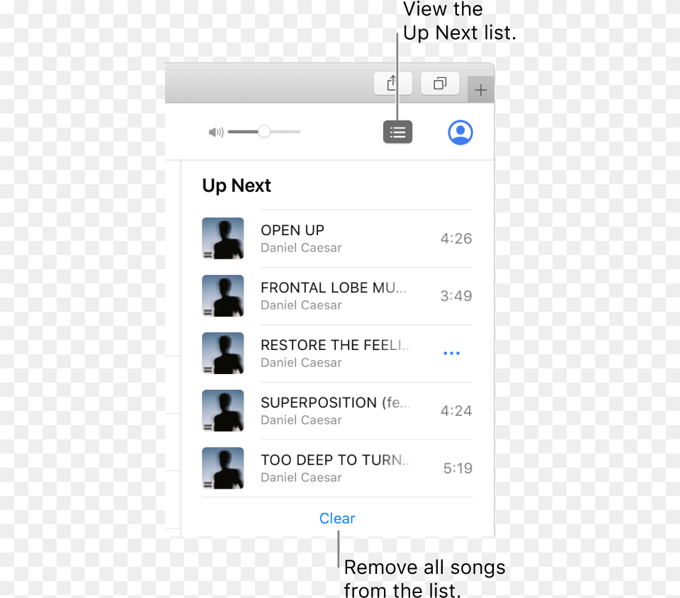 Use The Up Next List In Apple Music Apple Support List, Page, Text, Person, Computer Hardware Free Png