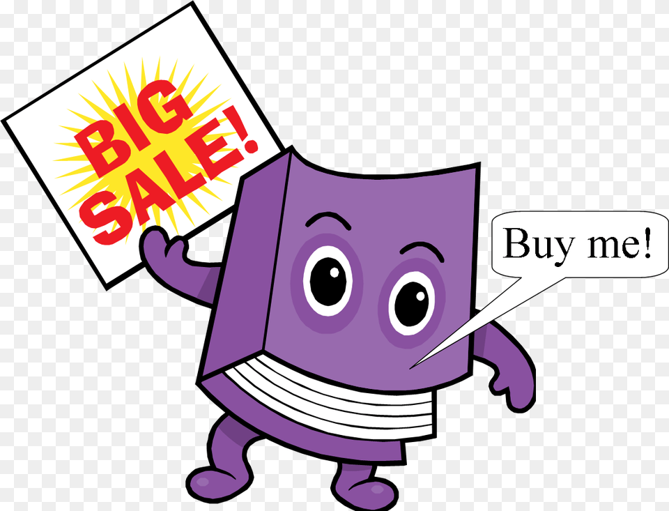 Used Book Sale Clipart, Comics, Publication, Purple, Animal Png