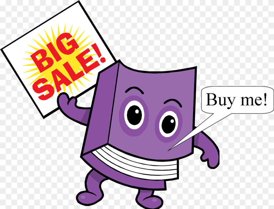 Used Book Sale Clipart Book Sale, Comics, Publication, Purple, Animal Png Image