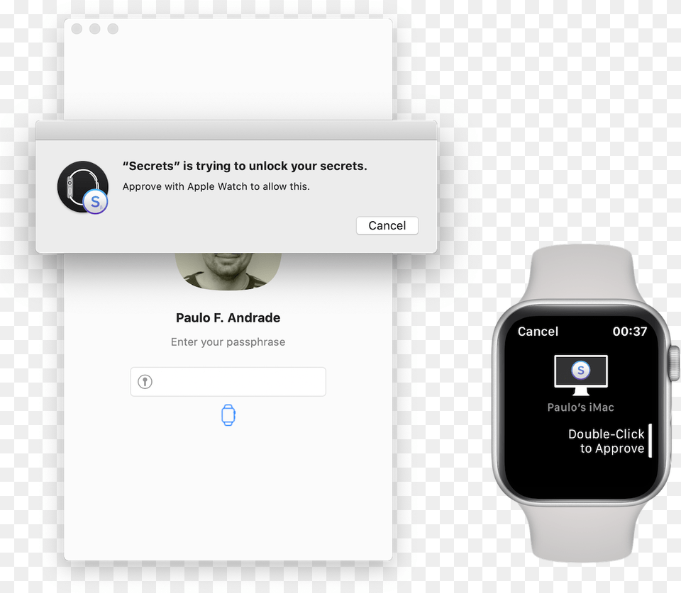 Using The Watch To Unlock Secrets In Macos Catalina Analog Watch, Wristwatch, Person, Arm, Body Part Free Png Download