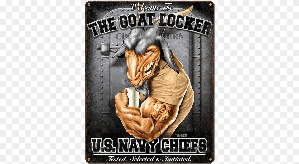 Usn Chiefs Goat Locker Vintage Steel Sign Navy Chief Goat Locker, Advertisement, Sport, Poster, Glove Free Png Download
