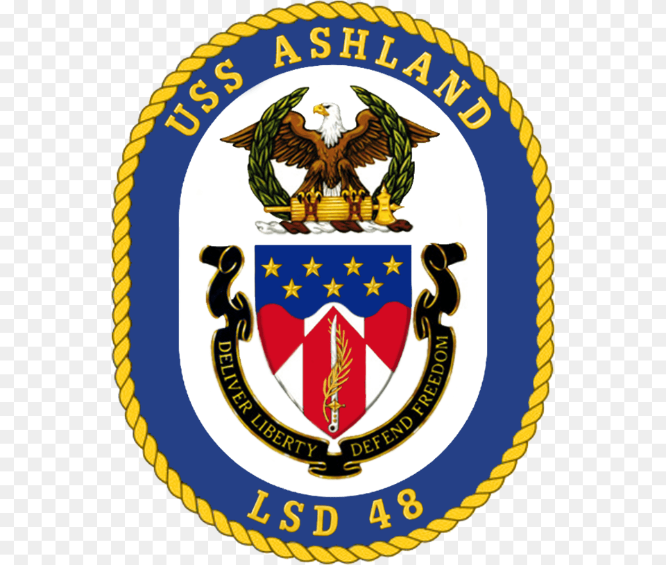 Uss Ashland Lsd 48 Crest Us Navy Ships Military Insignia Uss Ashland Pewter Key Ring, Badge, Emblem, Logo, Symbol Png Image