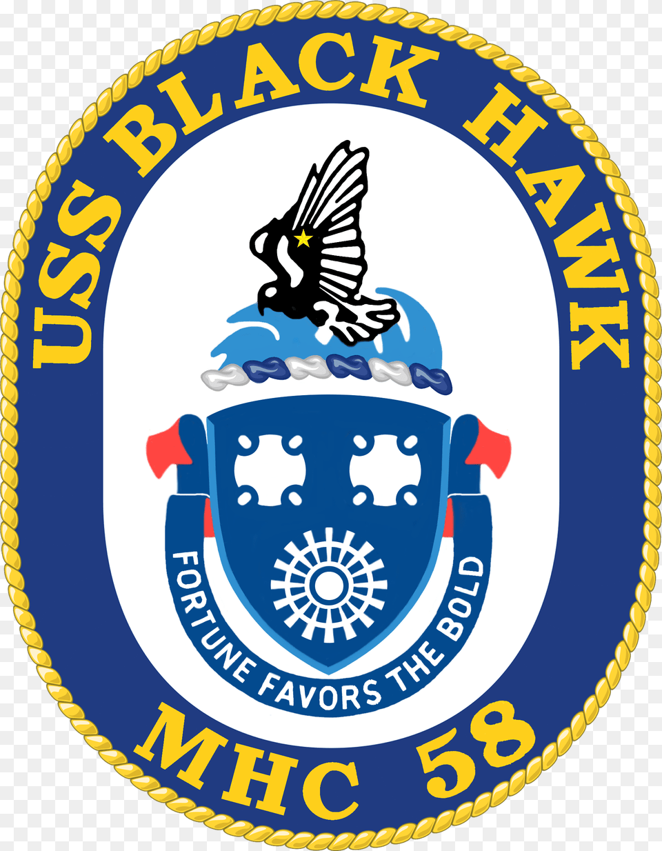 Uss Black Hawk Mhc 58 Crest Uss Black Hawk Mhc, Badge, Logo, Symbol, Emblem Png Image