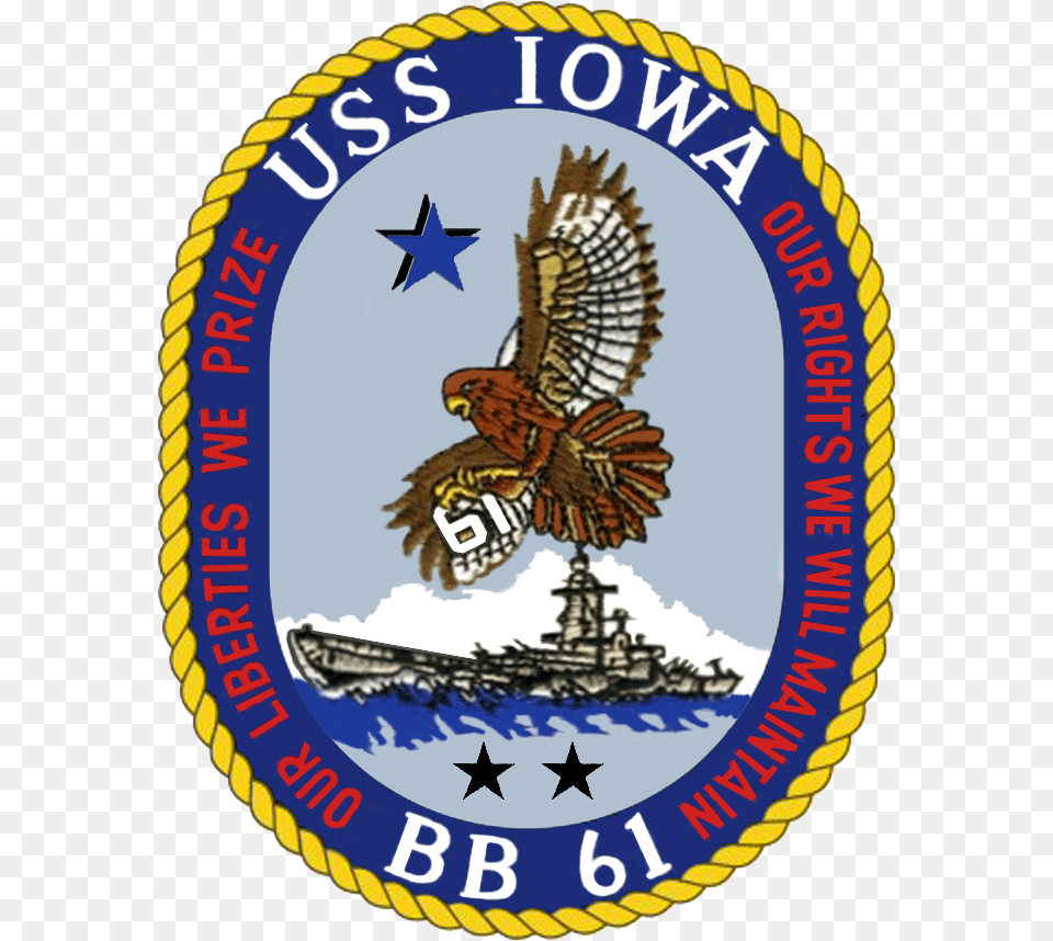 Uss Iowa Coa 2 Uss Iowa Logo, Badge, Symbol, Animal, Bird Free Png