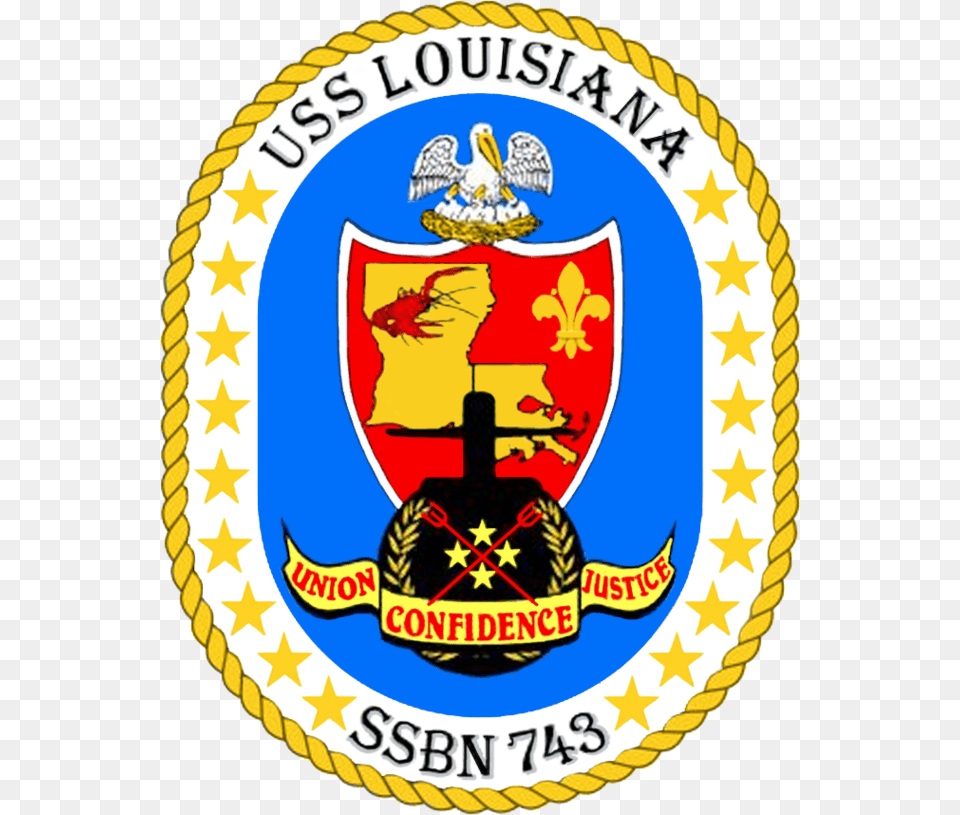Uss Louisiana Ssbn 743 Logo, Badge, Emblem, Symbol, Person Png