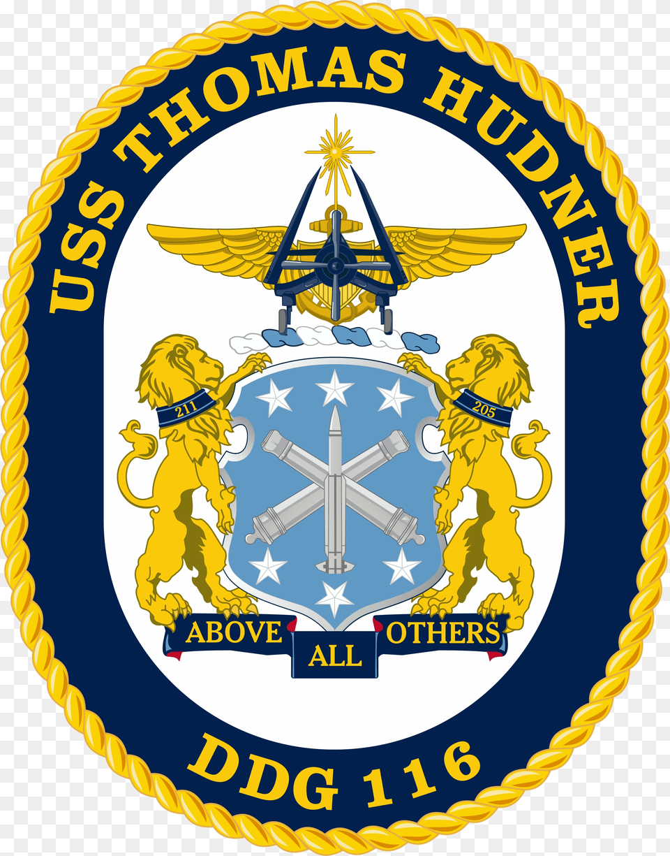 Uss Thomas Hudner Ddg 116 Crest Uss Thomas Hudner Logo, Symbol, Badge, Emblem, Transportation Png