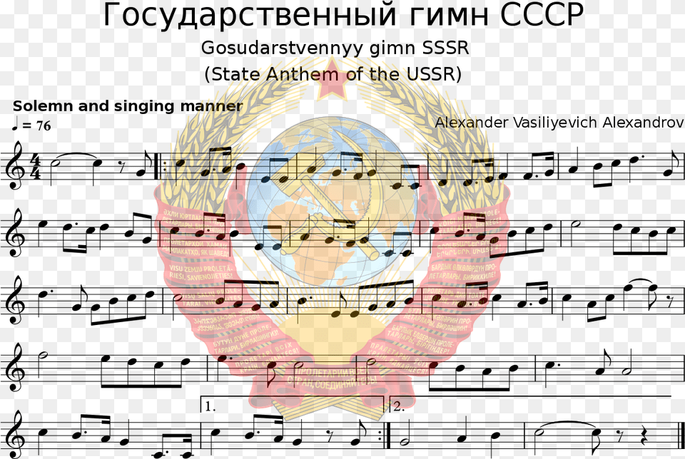Ussr Anthem Music Sheet, Emblem, Logo, Symbol Free Png Download