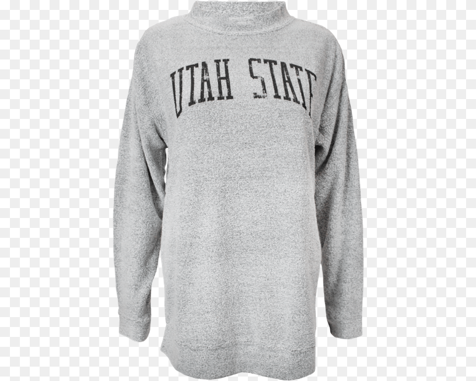 Utah State Ladies Turtleneck Sweater Light Gray Long Sleeved T Shirt, Sweatshirt, Clothing, Hoodie, Knitwear Png Image