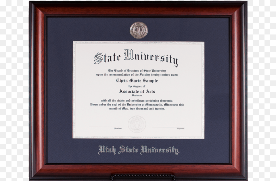 Utah State Meridian Silver Medallion Frame Embry Riddle Diploma Frame, Text, Document Free Transparent Png