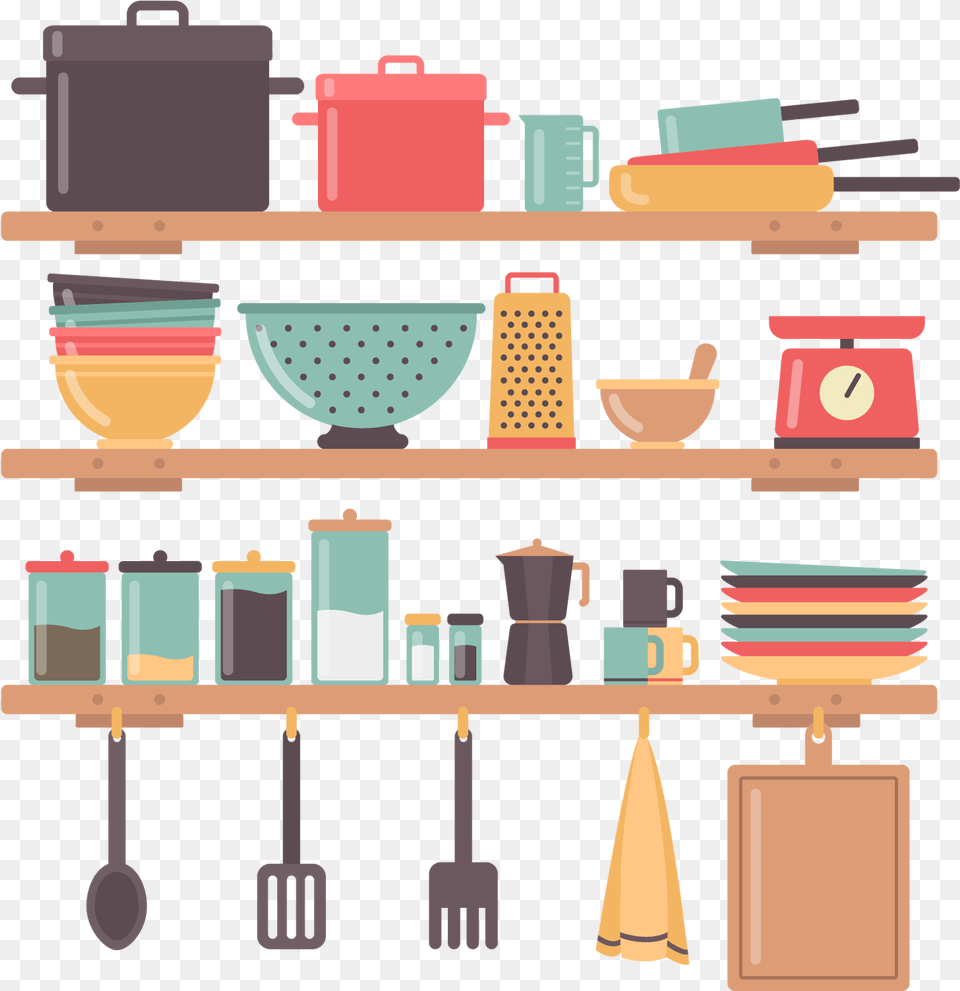 Utensil Shelf Services Vector Design House Interior Cooking Cross Stitch Pattern, Cutlery Png Image