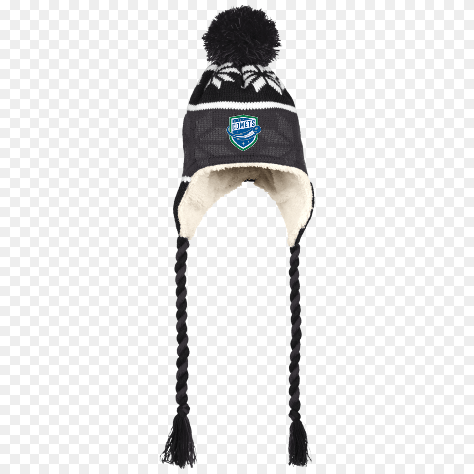 Utica Comets Winter Hat With Ear Flaps And Braids, Cap, Clothing, Bonnet Free Png Download