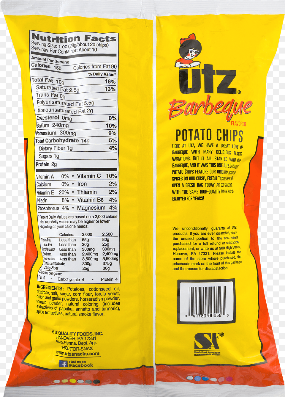 Utz Honey Barbeque Potato Chips 2875 Oz Bag, Powder, Food Free Png