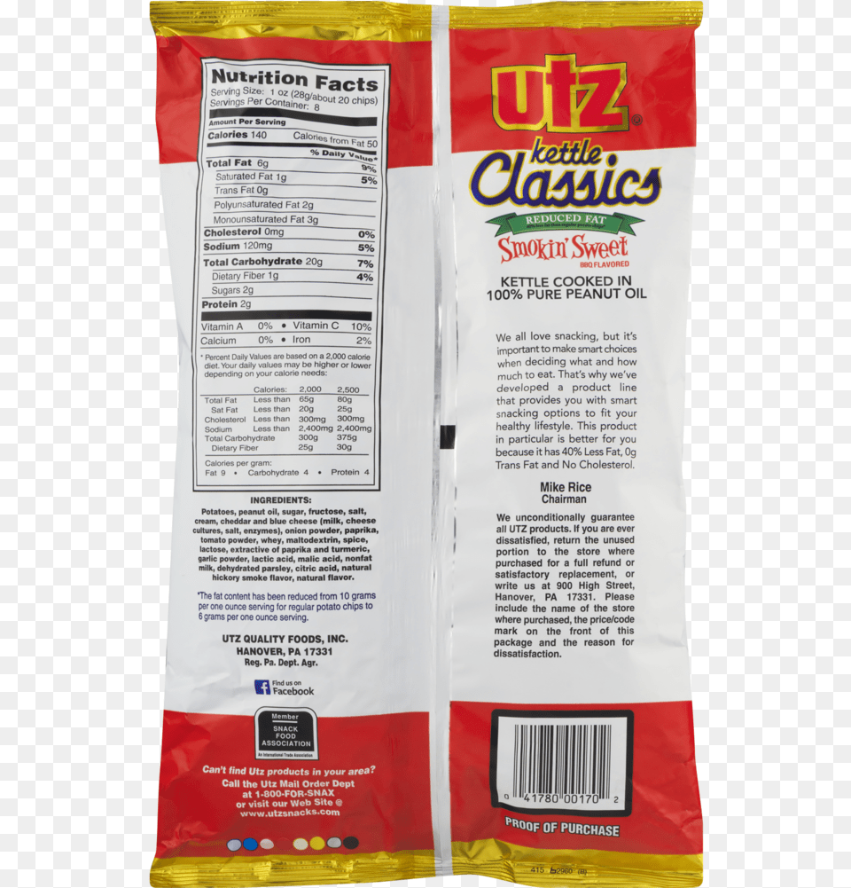 Utz Kettle Classics Potato Chips Reduced Fat Smokin Utz Kettle Classics Potato Chips Smokin39 Sweet, Text Png Image