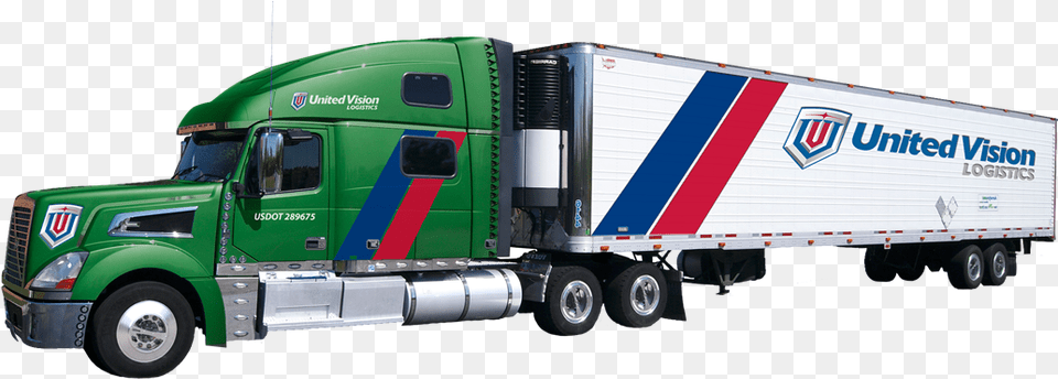 Uvl Truck Mock Up Lateral View Green United Vision Logistics, Trailer Truck, Transportation, Vehicle, Machine Png Image