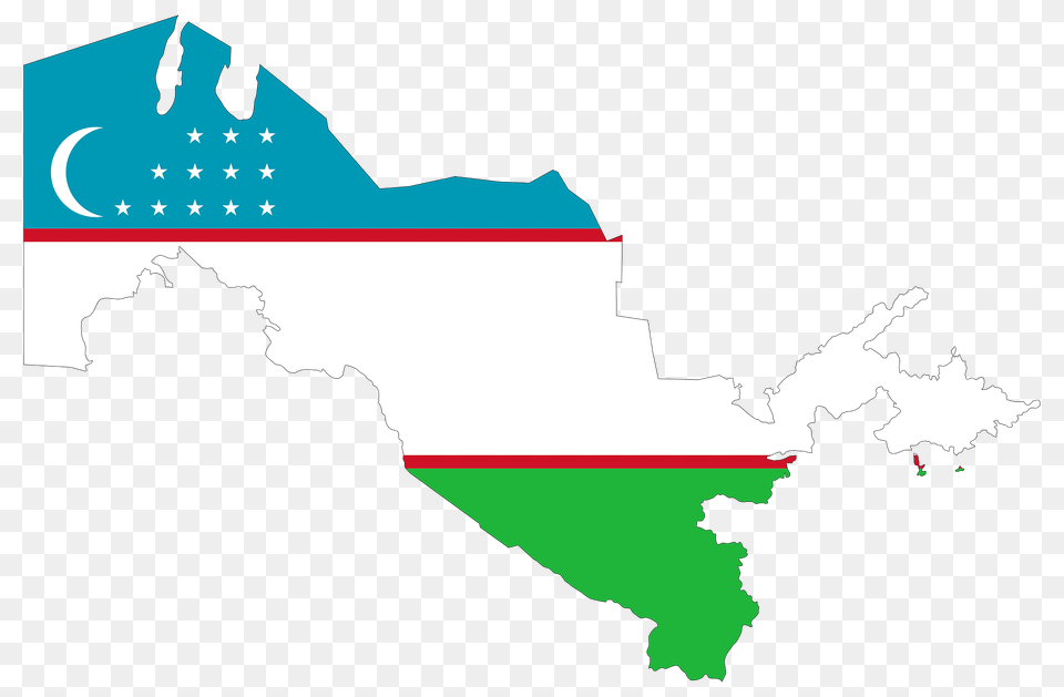 Uzbekistan Map Flag With Stroke Clipart, Chart, Plot, Nature, Land Png Image