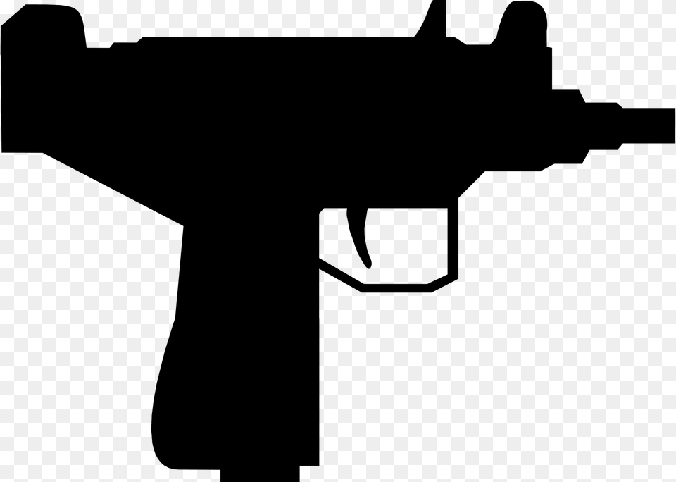 Uzi Pistol Silhouette, Gun, Weapon, Machine Gun Png Image