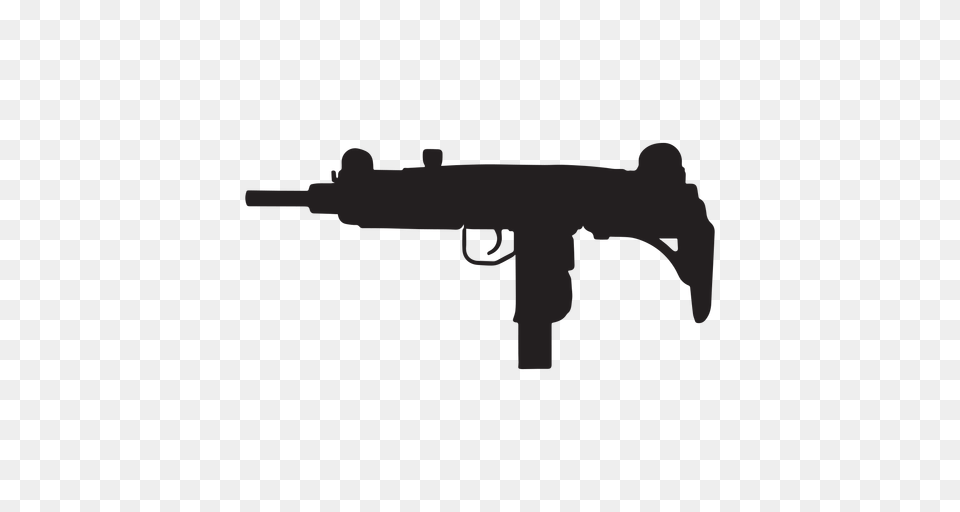 Uzi Submachine Gun Grey Silhouette, Firearm, Rifle, Weapon, Machine Gun Png