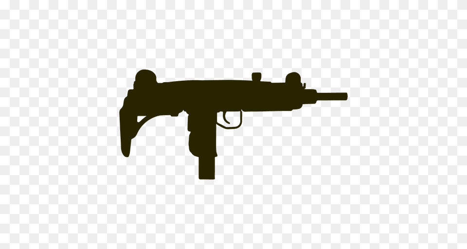 Uzi Submachine Gun Silhouette, Firearm, Machine Gun, Rifle, Weapon Free Png