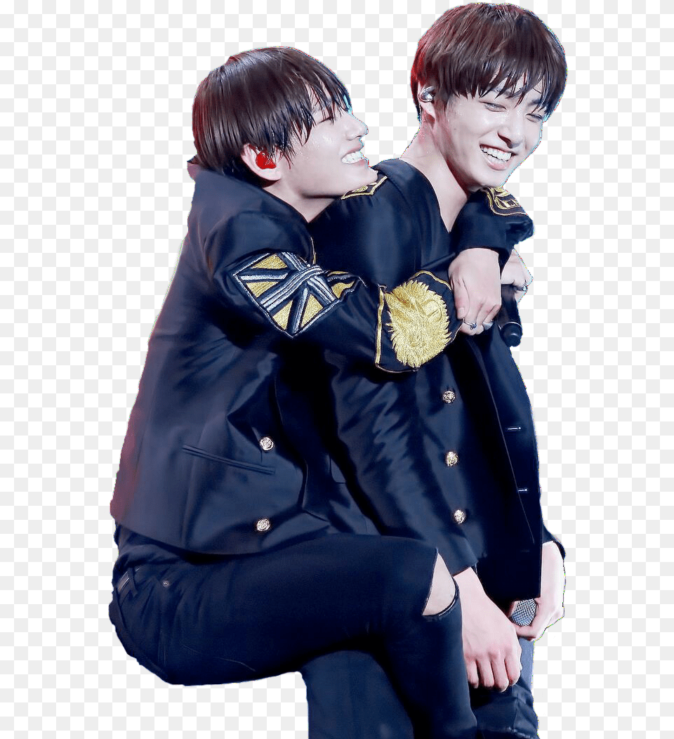 V And Bts Image Bts Members With Each Others, Clothing, Coat, Jacket, Adult Free Transparent Png