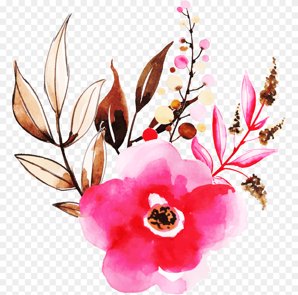 V Chm Hoa Mu Nc, Art, Floral Design, Flower, Graphics Free Png Download
