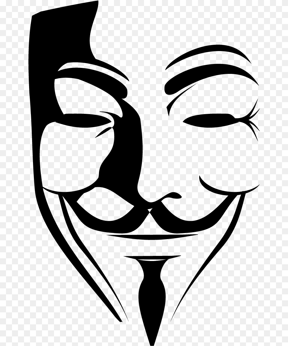V For Vendetta Face Mask Logo Vector Vector Silhouette V For Vendetta Mask, Gray Free Png Download