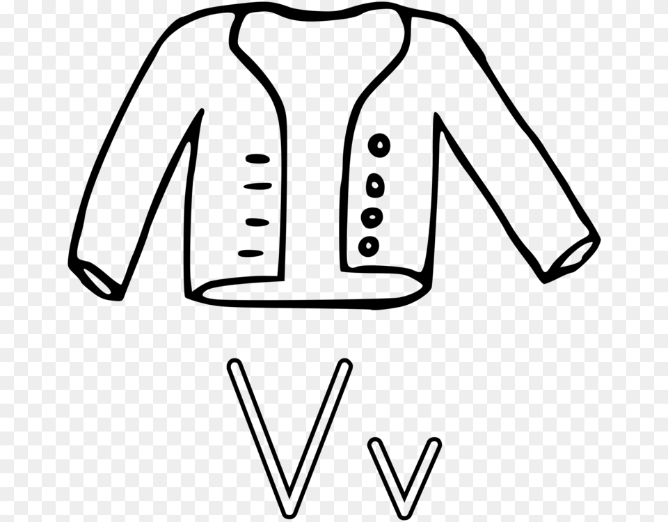 V Is For Vest Gilets Drawing Coloring Book, Gray Free Transparent Png