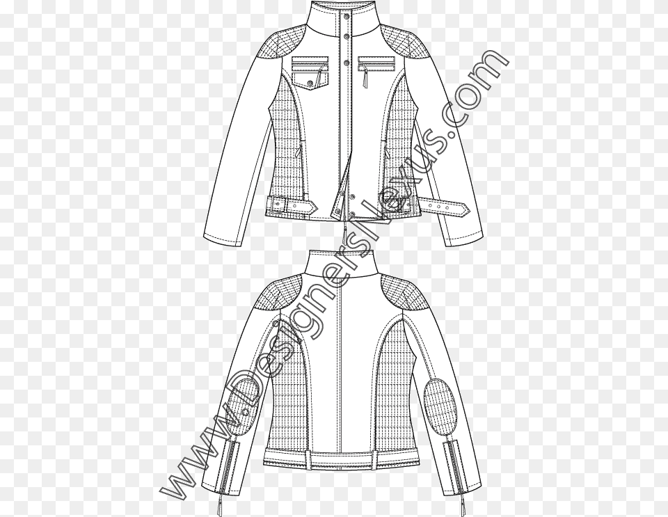 V Jacket Flat Sketch Moto With Funnel Illustration, Clothing, Coat, Chandelier, Lamp Free Png