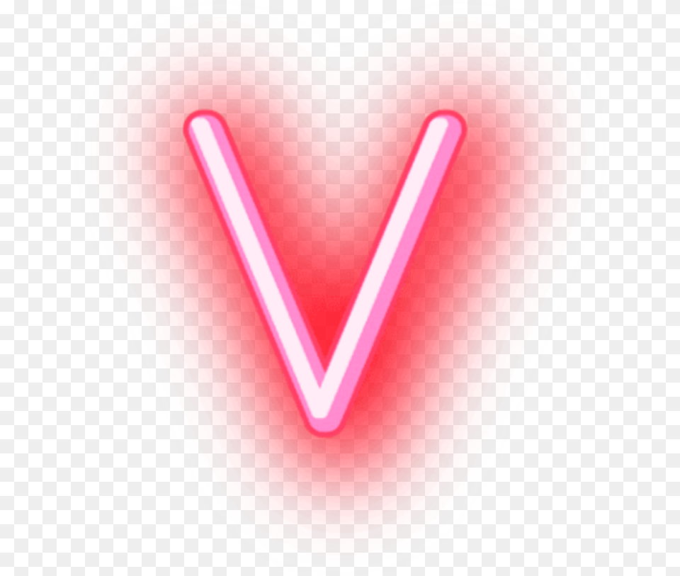 V Letter Image Glowing Neon Letter V, Light, Food, Ketchup, Heart Free Transparent Png