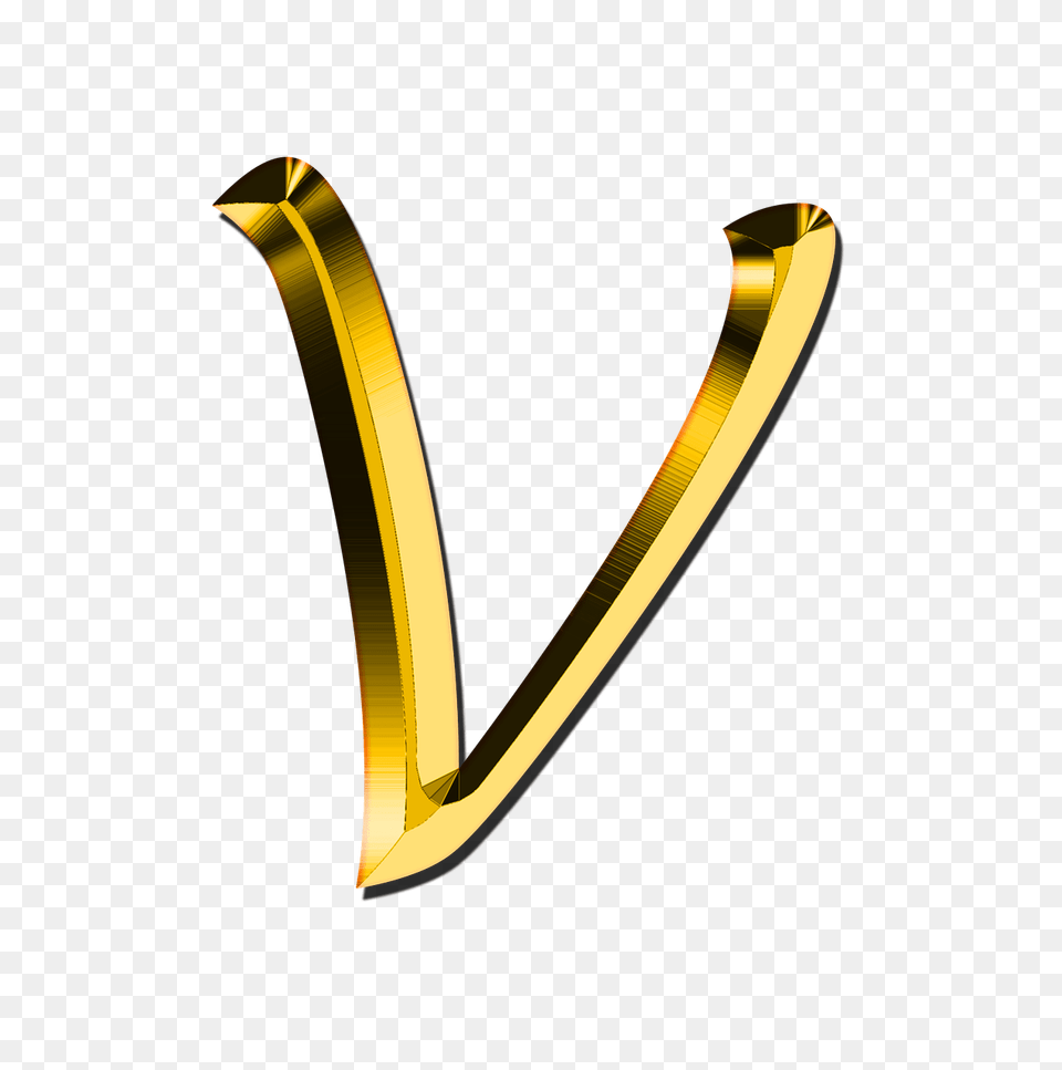 V Letter Image V Letter Gold, Treasure, Text, Smoke Pipe, Symbol Free Png Download