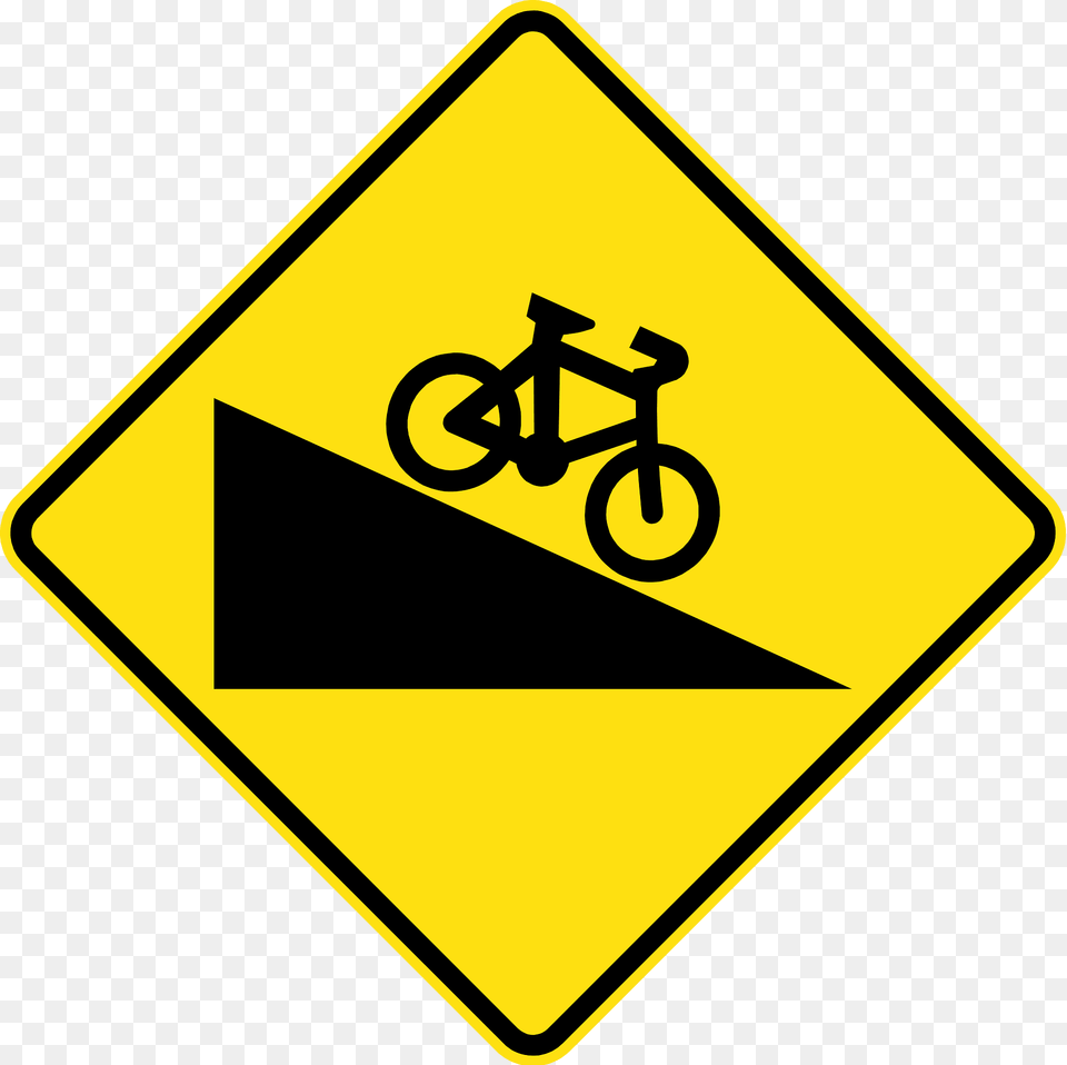 V103 Steep Descent For Cyclists Used In Victoria Clipart, Sign, Symbol, Road Sign, Bicycle Free Png Download