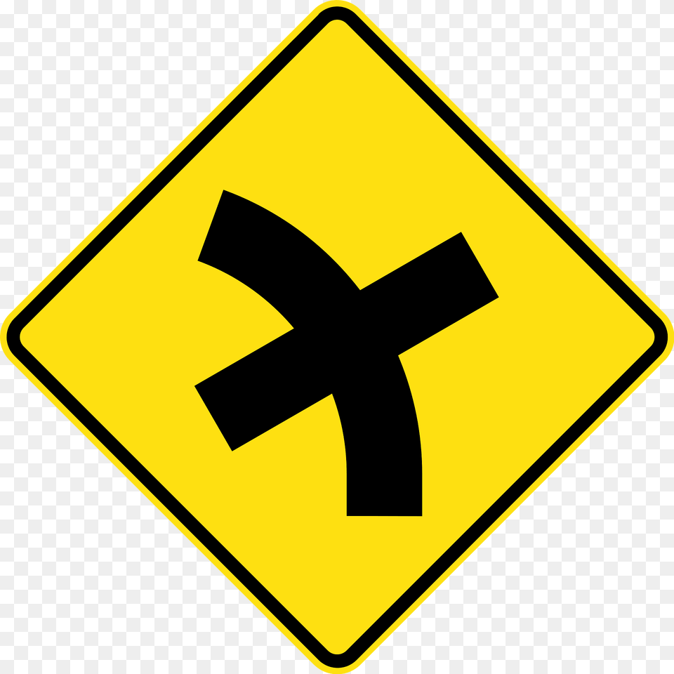 V104 Crossroad Intersection On A Curve On Left Used In Victoria Clipart, Sign, Symbol, Road Sign Png Image