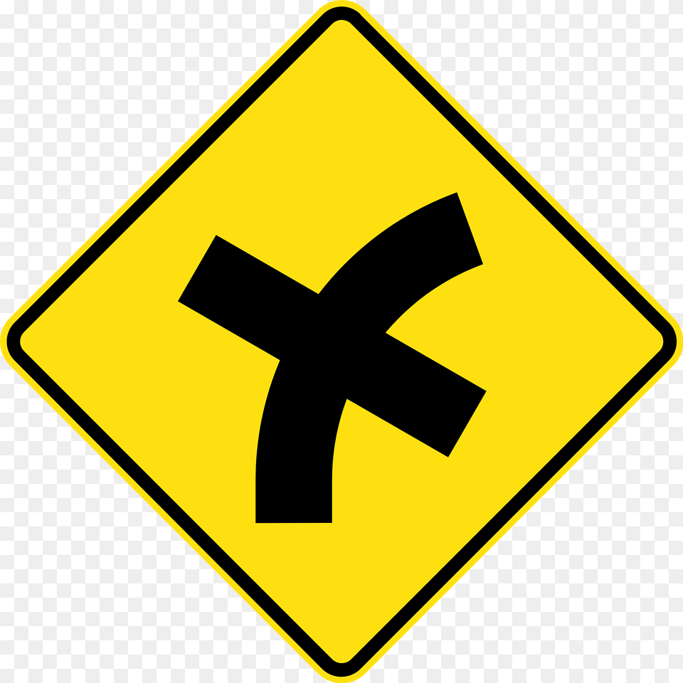 V104 Crossroad Intersection On A Curve On Right Used In Victoria Clipart, Sign, Symbol, Road Sign Free Transparent Png
