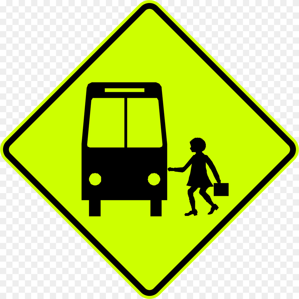 V106 School Bus Stop Ahead Used In Victoria Clipart, Symbol, Sign, Person, Male Png