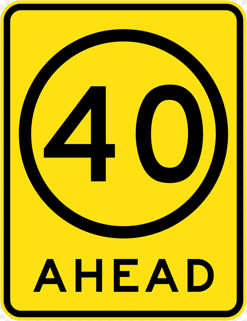 V108 40 Kmh Speed Limit Ahead Used In Victoria Clipart, Sign, Symbol, Road Sign Free Png Download