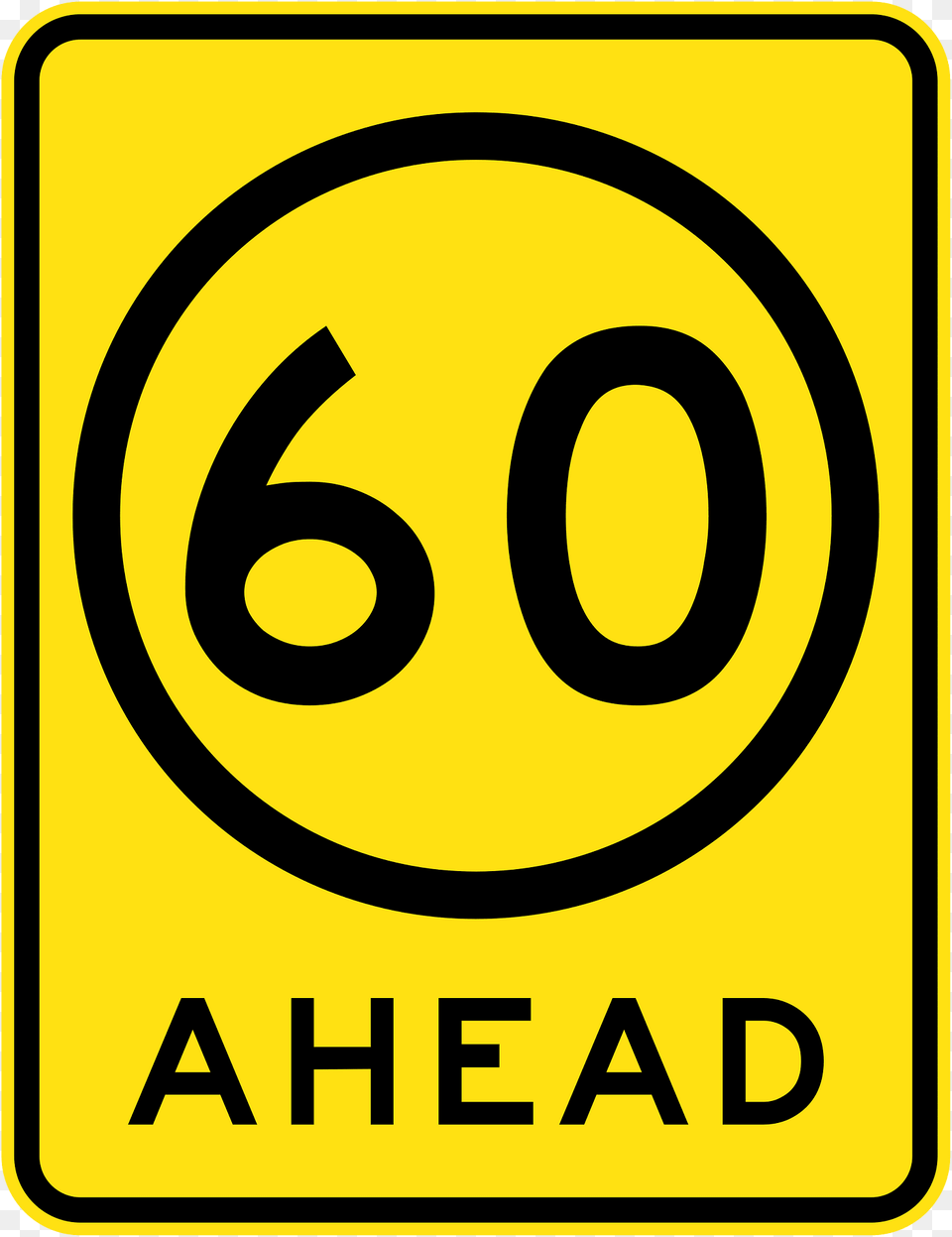 V108 60 Kmh Speed Limit Ahead Used In Victoria Clipart, Sign, Symbol, Road Sign Free Transparent Png