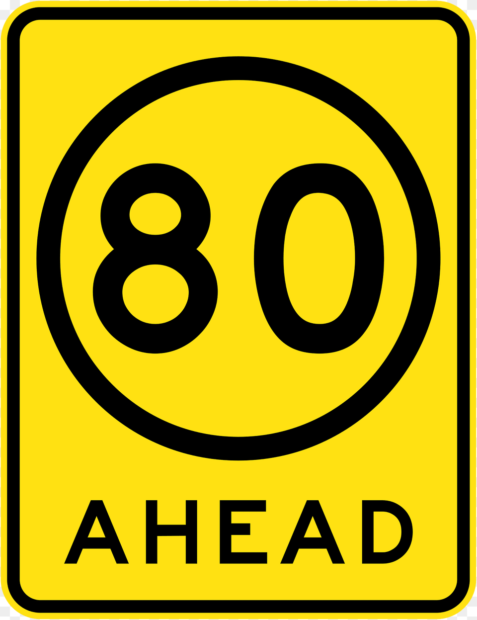 V108 80 Kmh Speed Limit Ahead Used In Victoria Clipart, Sign, Symbol, Road Sign, Text Png